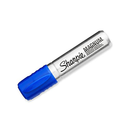 SHARPIE Magnum Permanent Marker, Oversized Chisel Tip, Great for Poster Boards, Blue, 12 Count