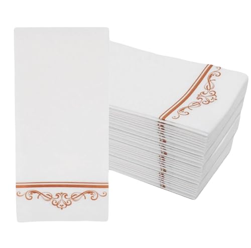 Evi‘s World Hand Towels – Luxurious Linen Feel Disposable Bathroom Napkins – Elegant Guest Towels Disposable Bathroom with Print Detail – Hygienic Disposable Hand Towels Bathroom – 200pcs