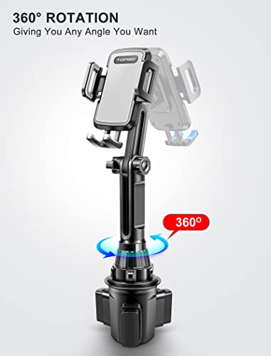 TOPGO Cup Holder Phone Holder, [No Shaking & Height-Adjustable Pole] Car Cup Holder Phone Mount, Cell Phone Cradle for iPhone iPhone 14 and More Smart Phone(Grey)