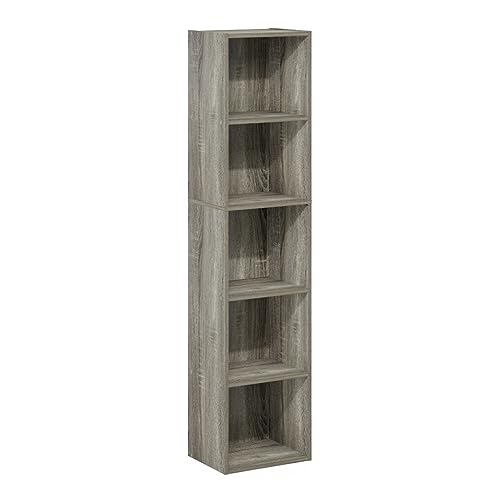 Furinno Luder Bookcase / Book / Storage, 5-Tier Cube, French Oak