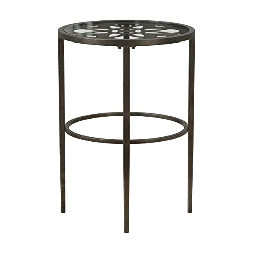 Hillsdale Marsala End Table, 17.25", Gray Finish with Rubbed Brown Accents