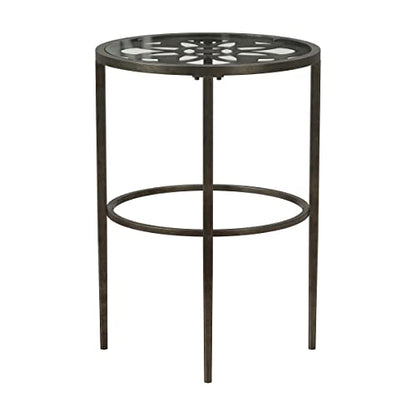 Hillsdale Marsala End Table, 17.25", Gray Finish with Rubbed Brown Accents