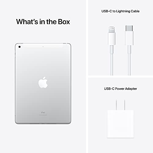 Apple iPad (9th Generation): with A13 Bionic chip, 10.2-inch Retina Display, 64GB, Wi-Fi + 4G LTE Cellular, 12MP front/8MP Back Camera, Touch ID, All-Day Battery Life – Silver