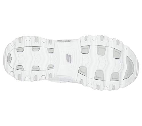 Skechers Sport womens D'LITES FRESH START Memory Foam Lace-up Sneaker,White Silver,8 M US