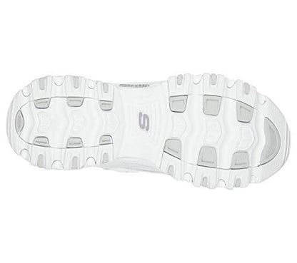 Skechers Sport womens D'LITES FRESH START Memory Foam Lace-up Sneaker,White Silver,8 M US
