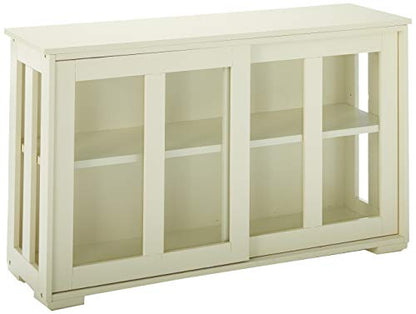 Target Marketing Systems Storage Cabinet with Sliding Glass Doors, Sideboard Buffet with Open Side Panels, Stackable Cupboard for Kitchen, Dining, and Living Room, 42", Antique White