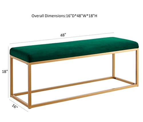 Ball & Cast Upholstered Bench, 48" W, Emerald Velvet