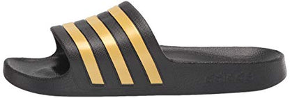 adidas Unisex Adilette Aqua Slides Sandal, Core Black Gold Metallic Core Black, 4 US Men