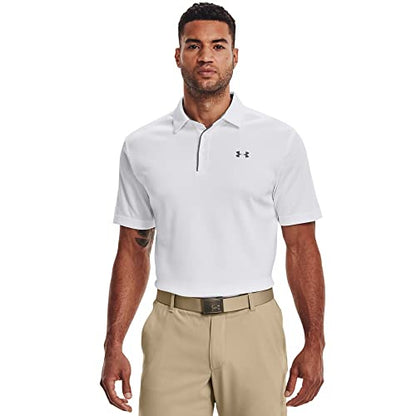 Under Armour Men's Tech Golf Polo , White (100)/Graphite , Medium Tall