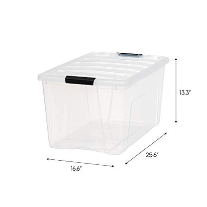 IRIS USA 4 Pack 72qt Clear View Plastic Storage Bin with Lid and Secure Latching Buckles