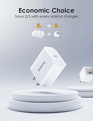 [2-Pack] USB C Wall Charger, oraimo Charger Block 20W, PD Fast Charging Power Adapter Plug