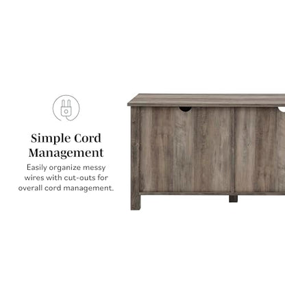 Walker Edison Portsmouth Classic 2 Glass Door TV Stand for TVs up to 80 Inches, 70 Inch, Dark Walnut
