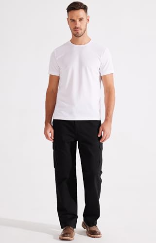 Libin Men's Cargo Pants 32" Relaxed Fit Work Hiking Travel Pants Stretch Casual Lounge Outdoor Trousers with Pockets Black, 36W x 32L