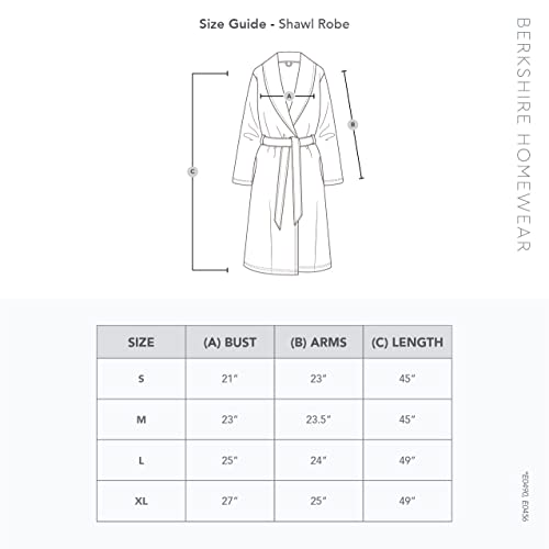 Berkshire Extra Fluffy Women's Robe,Soft Light Plush,High Pile Bathrobe,Large,Smoke Gray