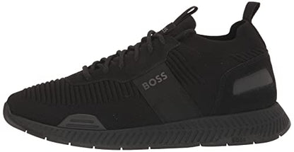 BOSS mens Mesh Mix Running Sneaker, Black Oil, 10 US