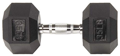 BalanceFrom Rubber Encased Hex Dumbbell in Pairs or Singles, Black