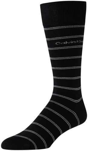 Calvin Klein Men's Dress Socks - Lightweight Cotton Blend Crew Socks (8 Pack), Size 7-12, Black Pattern