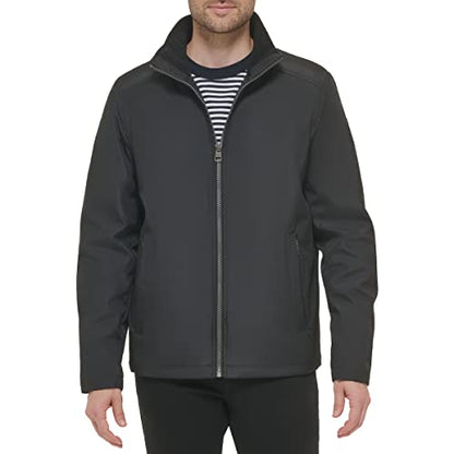 Calvin Klein Men's Stand Collar Poly Jacket, Black, Medium