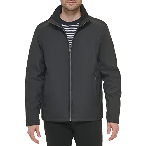 Calvin Klein Men's Stand Collar Poly Jacket, Black, Medium
