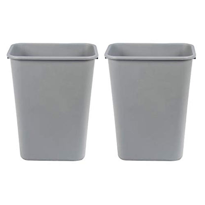 Amazon Basics 10 Gallon Rectangular Commercial Office Wastebasket, 2 Pack, Grey (Previously AmazonCommercial brand)