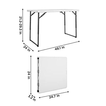 CoscoProducts COSCO 4ft Centerfold Blow Mold Utility Table, Adjustable Height, 4 Foot, White