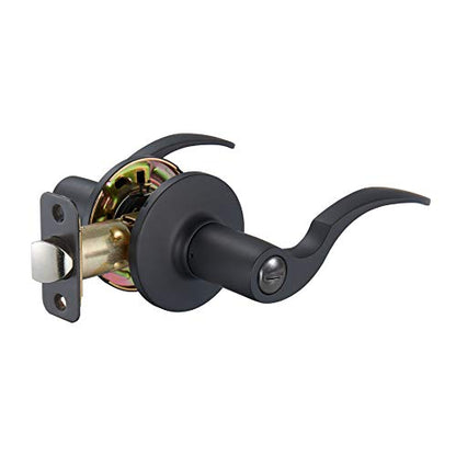 Amazon Basics Shelby Door Lever With Lock, Privacy, Matte Black