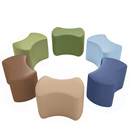 ECR4Kids SoftZone Toddler Modular Stool Set, Flexible Seating, Earthtone, 6-Piece