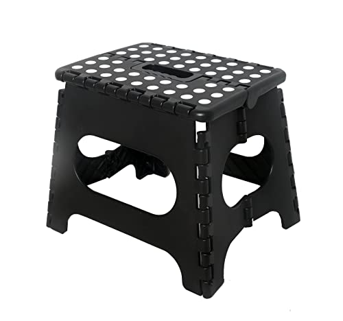 Fisiei Step Stool,Step stools for Adults,Folding Step Stool,Folding Stool,Foldable Stool,Small Step Stool for Kitchen,Bathroom,Living Room,Bedroom, Office, etc. (Black 13inch)