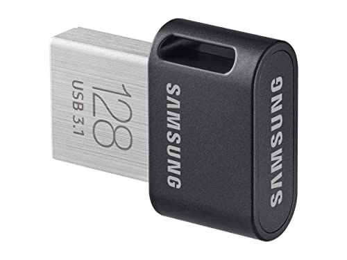 SAMSUNG FIT Plus 3.1 USB Flash Drive, 128GB, 400MB/s, Plug In and Stay, Storage Expansion for Laptop, Tablet, Smart TV, Car Audio System, Gaming Console, MUF-128AB/AM,Gunmetal Gray