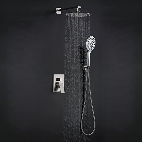 Rain Shower Head, Ultra-Thin Design, High Pressure Large Flow Stainless Steel Rainfall Shower Head, Waterfall Showerhead Universal Wall Ceiling Mount (8", Chrome)