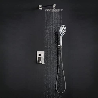 Rain Shower Head, Ultra-Thin Design, High Pressure Large Flow Stainless Steel Rainfall Shower Head, Waterfall Showerhead Universal Wall Ceiling Mount (8", Chrome)