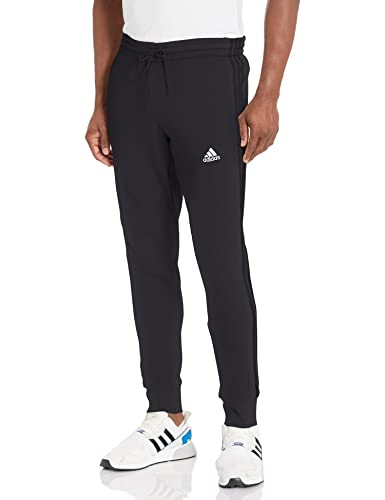 adidas Men's Essentials French Terry Cuffed 3-Stripes Pants, Black, X-Large