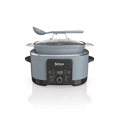 Ninja MC1001 Foodi PossibleCooker PRO 8.5 Quart Multi-Cooker, with 8-in-1 Slow Cooker, Dutch Oven, Steamer & More, Glass Lid Integrated Spoon, Nonstick, Oven Safe Pot to 500°F, Sea Salt Gray