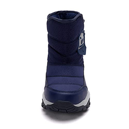 kulebear Boys Girls Winter Snow Boots Warm Outdoor Hiking Shoes Waterproof Anti-slip Boots Navy 2.5 Little Kid