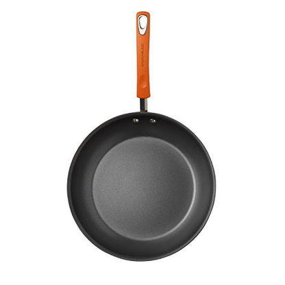Rachael Ray Brights Hard Anodized Nonstick Frying Pan / Fry Pan / Hard Anodized Skillet - 8.5 Inch, Gray with Orange Handles