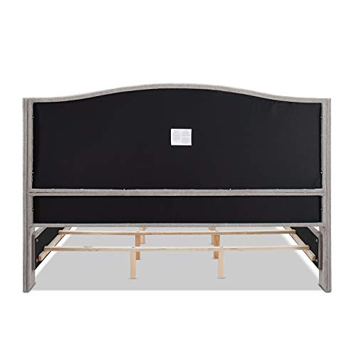 Jennifer Taylor Home Marcella Upholstered Shelter Headboard Bed Set, King, Silver Grey Polyester