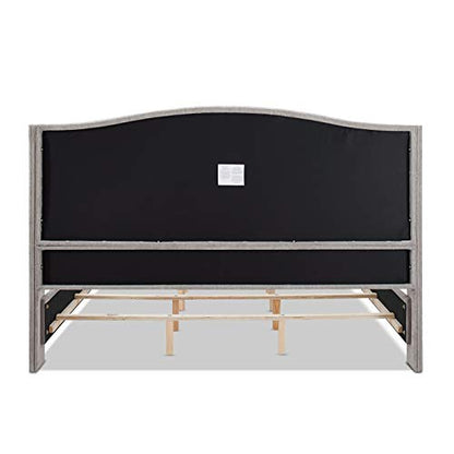 Jennifer Taylor Home Marcella Upholstered Shelter Headboard Bed Set, King, Silver Grey Polyester