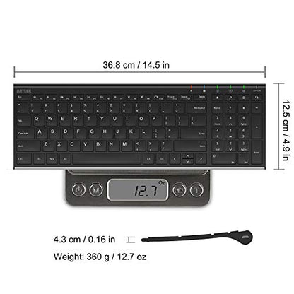 Arteck HW193 USB Wireless Keyboard Stainless Steel Ultra Slim Full Size Keyboard with Numeric Keypad for Computer/Desktop/PC/Laptop/Surface/Smart TV and Windows 11/10/8 Built in Rechargeable Battery