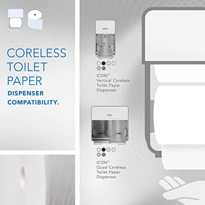 Scott Kimberly-Clark 4007 Essential Coreless High-Capacity Standard Roll Toilet Paper, 2-Ply, White, Pack of 36,000