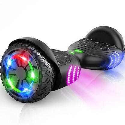 TOMOLOO Hoverboards for Kids Ages 6-12, 6.5" Two-Wheel All Terrain Off Road Hoverboard for Adults Hover Board All Terrain Bluetooth and LED with Music Speaker- colorful RGB light