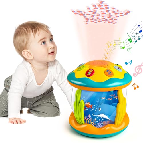 MFEESYOB Baby Toys 6 to 12 Months - Musical Learning Infant Toys, Ocean Rotating Projector Light Up Toys for Toddlers 6+ Months, 1 2 3+ Years Old, Boys Girls Baby Toy for Climbing, Walking