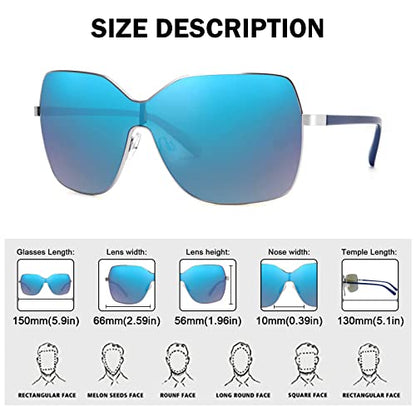Square Oversized Sunglasses for Women Men, Wrap Around Fashion Frame Big Sunglasses Trendy Shades Sunglasses UV400 Protection