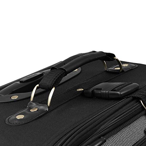 U.S. Traveler New Yorker Lightweight Softside Expandable Travel Rolling Luggage, Black Dobby, 3-Piece Set (15/21/29)
