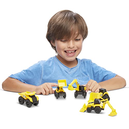 CatToysOfficial, CAT Little Machines Toys with 5pcs - Dump Truck, Wheel Loader, Bulldozer, Backhoe, and Excavator Vehicles, Cake Toppers, Playset for Kids Ages 3 and up,Yellow