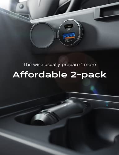 LISEN USB C Car Charger Adapter [2 Pack] [Mini & Metal] 48W Cigarette Lighter USB Charger Fast Charging [PD QC 3.0] USBC Car Phone Charger for iPhone 15 Pro Max Plus 14 Samsung Galaxy S23 iPad Pro