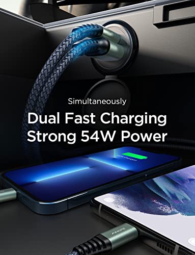 AINOPE Car Charger USB C 54W Car Phone Charger Port Adapter [Mini&Metal] Cigarette Lighter Charger PD36W&QC3.0 Type C Fast Charging Car Charger for iPhone 14 Pro Max 13 12 Samsung Galaxy S23/22 Pixel