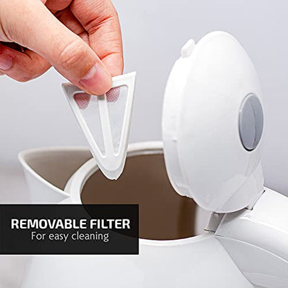 OVENTE Electric Kettle Hot Water Heater 1.7 Liter - BPA Free Fast Boiling Cordless Water Warmer - Auto Shut Off Instant Water Boiler for Coffee & Tea Pot - White KP72W