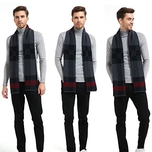 LanHong Men Winter Cashmere Scarf Wool Soft Warm Knitted Casual Scarves for Men