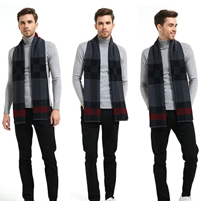 LanHong Men Winter Cashmere Scarf Wool Soft Warm Knitted Casual Scarves for Men