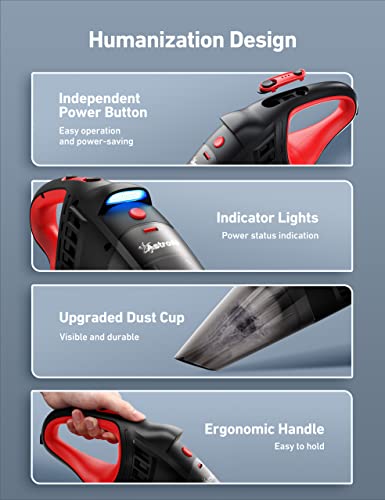 AstroAI Car Vacuum, Car Accessories, Portable Handheld Vacuum Cleaner with 7500PA/12V High Power, LED Light and 16.4 Ft Cord, Car Cleaning Kit with 3 Filters for Daily Cleaning (AHVCJY801)